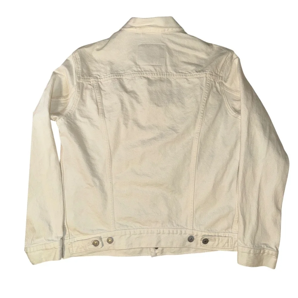 Levis Mens Trucker Jacket Cream Off White Denim Button Up Coat Size Medium - Picture 10 of 16